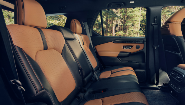 Close-up of the interiro of a Honda Passport showing 5 passenger seating.